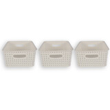 Discountershop 3x | Rattan Basket | storage box | White | Plastic | Basket | 5 liters | Storage basket | Storage basket | 25.5cm*19.5cm*10.5cm Discountershop 3x | Rattan Basket | storage box | White | Plastic | Basket | 5 liters | Storage basket | Storage basket | 25.5cm*19.5cm*10.5cm