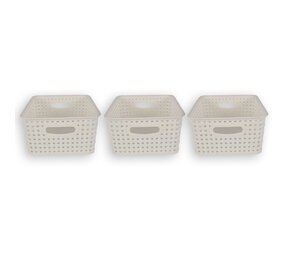 Discountershop 3x | Rattan Basket | storage box | White | Plastic | Basket | 5 liters | Storage basket | Storage basket | 25.5cm*19.5cm*10.5cm Discountershop 3x | Rattan Basket | storage box | White | Plastic | Basket | 5 liters | Storage basket | Storage basket | 25.5cm*19.5cm*10.5cm