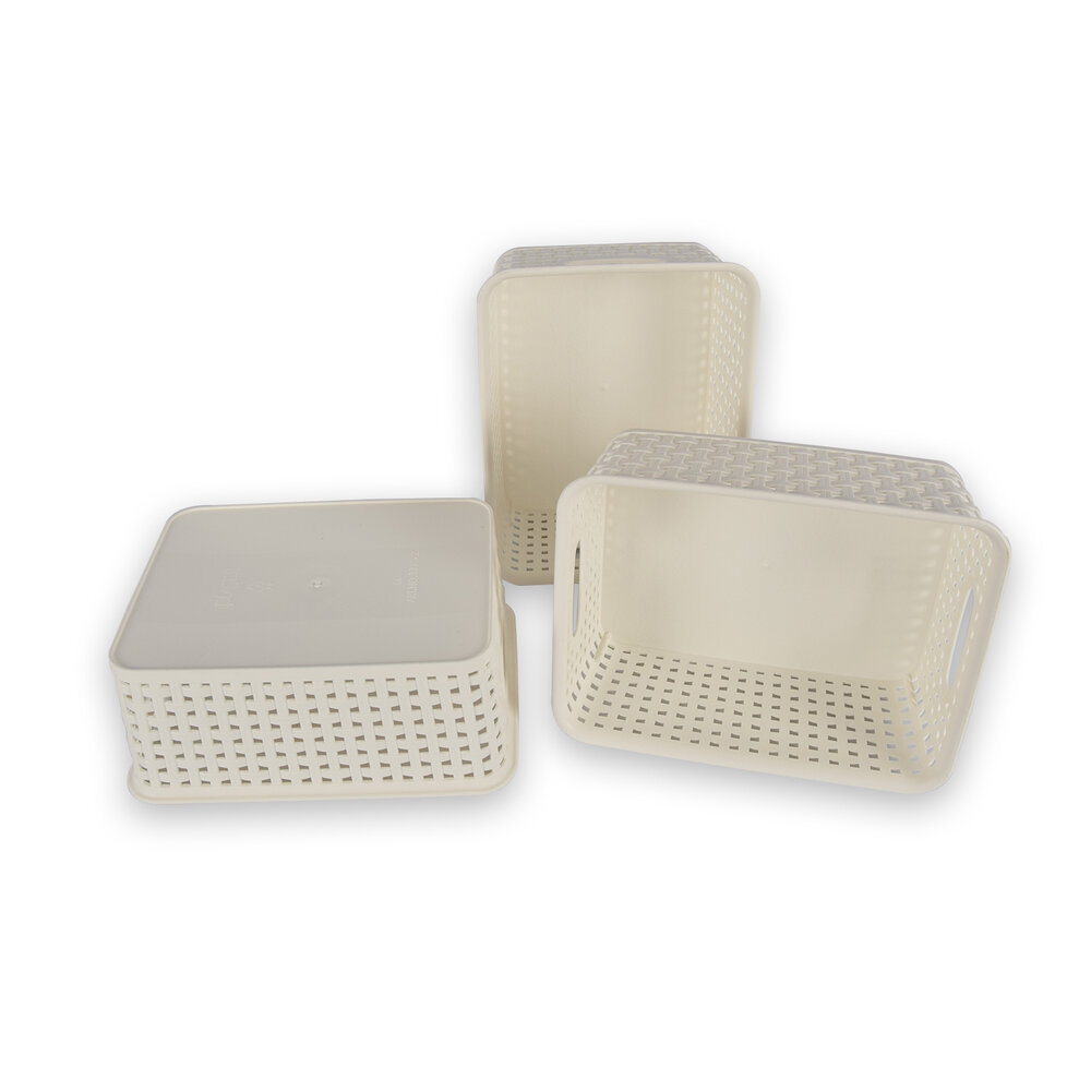 Discountershop 3x | Rattan Basket | storage box | White | Plastic | Basket | 5 liters | Storage basket | Storage basket | 25.5cm*19.5cm*10.5cm Discountershop 3x | Rattan Basket | storage box | White | Plastic | Basket | 5 liters | Storage basket | Storage basket | 25.5cm*19.5cm*10.5cm