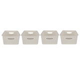 Discountershop 4x | Rattan Mandje | opbergbox | Wit | Kunstsof | Mandje | 5 liter | Opbergmandje | Opbergmand | 25.5cm*19.5cm*10.5cm