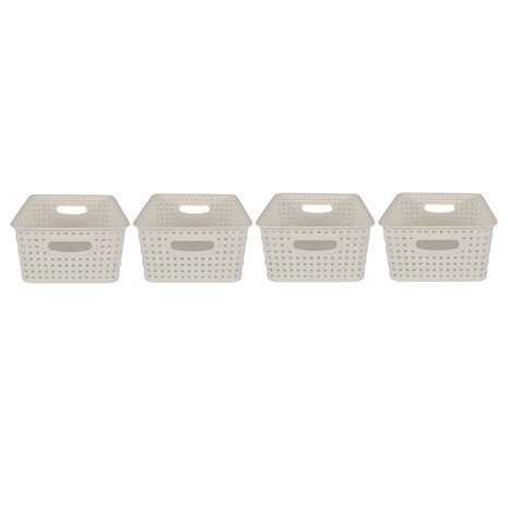 Discountershop 4x | Rattan Mandje | opbergbox | Wit | Kunstsof | Mandje | 5 liter | Opbergmandje | Opbergmand | 25.5cm*19.5cm*10.5cm Discountershop 4x | Rattan Mandje | opbergbox | Wit | Kunstsof | Mandje | 5 liter | Opbergmandje | Opbergmand | 25.5cm*19.5cm*10.5cm