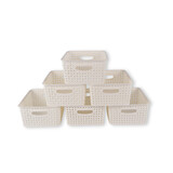 Discountershop 6x | Rattan Basket | storage box | White | Plastic | Basket |  5 liters | Storage basket | Storage basket | 25.5cm*19.5cm*10.5cm Discountershop 6x | Rattan Basket | storage box | White | Plastic | Basket |  5 liters | Storage basket | Storage basket | 25.5cm*19.5cm*10.5cm