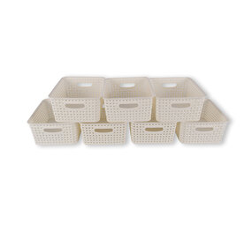 Discountershop 7x | Rattan Basket | storage box | White | Plastic | Basket | 5 liters | Storage basket | Storage basket | 25.5cm*19.5cm*10.5cm Discountershop 7x | Rattan Basket | storage box | White | Plastic | Basket | 5 liters | Storage basket | Storage basket | 25.5cm*19.5cm*10.5cm