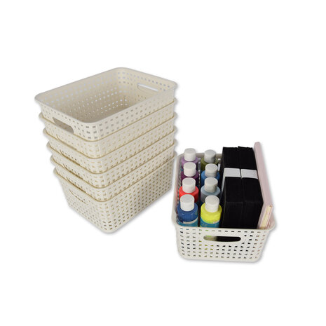 Discountershop 7x | Rattan Basket | storage box | White | Plastic | Basket | 5 liters | Storage basket | Storage basket | 25.5cm*19.5cm*10.5cm Discountershop 7x | Rattan Basket | storage box | White | Plastic | Basket | 5 liters | Storage basket | Storage basket | 25.5cm*19.5cm*10.5cm