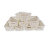 Discountershop 8x | Rattan Basket | storage box | White | Plastic | Basket | 5 liters | Storage basket | Storage basket | 25.5cm*19.5cm*10.5cm Discountershop 8x | Rattan Basket | storage box | White | Plastic | Basket | 5 liters | Storage basket | Storage basket | 25.5cm*19.5cm*10.5cm