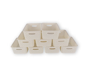 Discountershop 9x | Rattan Basket | storage box | White | Plastic | Basket | 5 liters | Storage basket | Storage basket | 25.5cm*19.5cm*10.5cm Discountershop 9x | Rattan Basket | storage box | White | Plastic | Basket | 5 liters | Storage basket | Storage basket | 25.5cm*19.5cm*10.5cm