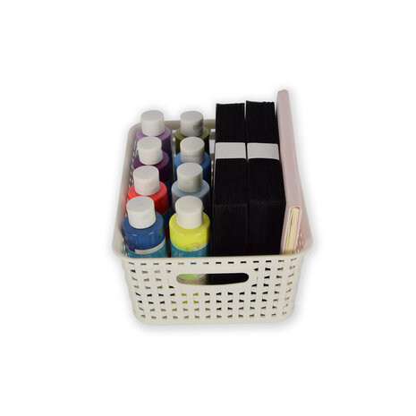 Discountershop 10x | Rattan Mandje | opbergbox | Wit | Kunstsof | Mandje | 5 liter | Opbergmandje | Opbergmand | 25.5cm*19.5cm*10.5cm Discountershop 10x | Rattan Mandje | opbergbox | Wit | Kunstsof | Mandje | 5 liter | Opbergmandje | Opbergmand | 25.5cm*19.5cm*10.5cm