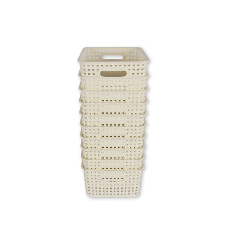 Discountershop 10x | Rattan Mandje | opbergbox | Wit | Kunstsof | Mandje | 5 liter | Opbergmandje | Opbergmand | 25.5cm*19.5cm*10.5cm Discountershop 10x | Rattan Mandje | opbergbox | Wit | Kunstsof | Mandje | 5 liter | Opbergmandje | Opbergmand | 25.5cm*19.5cm*10.5cm