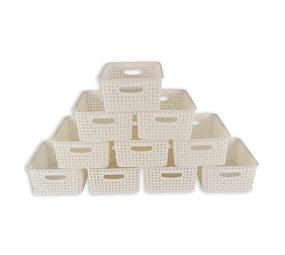 Discountershop 10x | Rattan Mandje | opbergbox | Wit | Kunstsof | Mandje | 5 liter | Opbergmandje | Opbergmand | 25.5cm*19.5cm*10.5cm Discountershop 10x | Rattan Mandje | opbergbox | Wit | Kunstsof | Mandje | 5 liter | Opbergmandje | Opbergmand | 25.5cm*19.5cm*10.5cm