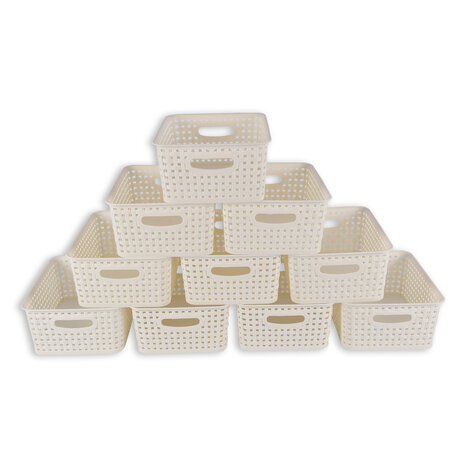 Discountershop 10x | Rattan Mandje | opbergbox | Wit | Kunstsof | Mandje | 5 liter | Opbergmandje | Opbergmand | 25.5cm*19.5cm*10.5cm Discountershop 10x | Rattan Mandje | opbergbox | Wit | Kunstsof | Mandje | 5 liter | Opbergmandje | Opbergmand | 25.5cm*19.5cm*10.5cm