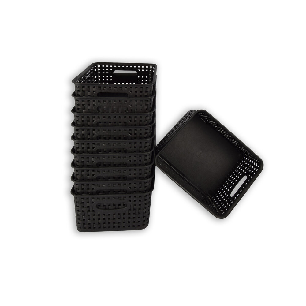 Discountershop Set of 10 | Rattan Basket | storage box | Black | Plastic | Basket | 5 liters | Storage basket | Storage basket | 25cm*20cm*11cm Discountershop Set of 10 | Rattan Basket | storage box | Black | Plastic | Basket | 5 liters | Storage basket | Storage basket | 25cm*20cm*11cm