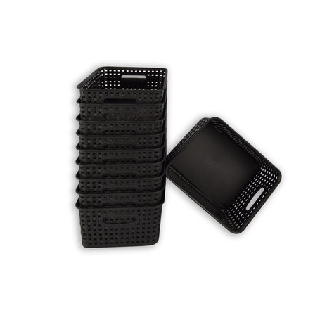 Discountershop Set of 10 | Rattan Basket | storage box | Black | Plastic | Basket | 5 liters | Storage basket | Storage basket | 25cm*20cm*11cm Discountershop Set of 10 | Rattan Basket | storage box | Black | Plastic | Basket | 5 liters | Storage basket | Storage basket | 25cm*20cm*11cm