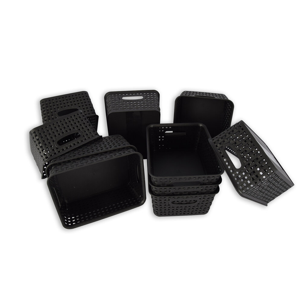 Discountershop Set of 10 | Rattan Basket | storage box | Black | Plastic | Basket | 5 liters | Storage basket | Storage basket | 25cm*20cm*11cm Discountershop Set of 10 | Rattan Basket | storage box | Black | Plastic | Basket | 5 liters | Storage basket | Storage basket | 25cm*20cm*11cm