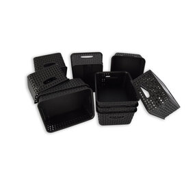 Discountershop Set van 10 | Rattan Mandje | opbergbox | Zwart | Kunstsof | Mandje | 5 liter | Opbergmandje | Opbergmand | 25cm*20cm*11cm Discountershop Set van 10 | Rattan Mandje | opbergbox | Zwart | Kunstsof | Mandje | 5 liter | Opbergmandje | Opbergmand | 25cm*20cm*11cm