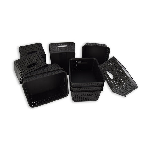 Discountershop Set of 10 | Rattan Basket | storage box | Black | Plastic | Basket | 5 liters | Storage basket | Storage basket | 25cm*20cm*11cm Discountershop Set of 10 | Rattan Basket | storage box | Black | Plastic | Basket | 5 liters | Storage basket | Storage basket | 25cm*20cm*11cm
