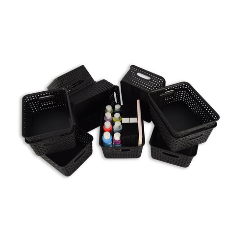 Discountershop Set of 10 | Rattan Basket | storage box | Black | Plastic | Basket | 5 liters | Storage basket | Storage basket | 25cm*20cm*11cm Discountershop Set of 10 | Rattan Basket | storage box | Black | Plastic | Basket | 5 liters | Storage basket | Storage basket | 25cm*20cm*11cm