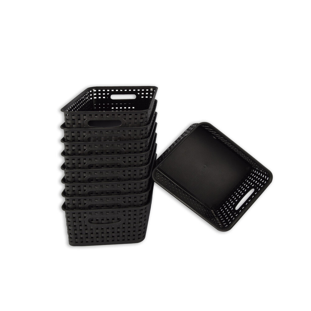 Discountershop Set of 9 | Rattan Basket | storage box | Black | Plastic | Basket | 5 liters | Storage basket | Storage basket | 25cm*20cm*11cm Discountershop Set of 9 | Rattan Basket | storage box | Black | Plastic | Basket | 5 liters | Storage basket | Storage basket | 25cm*20cm*11cm