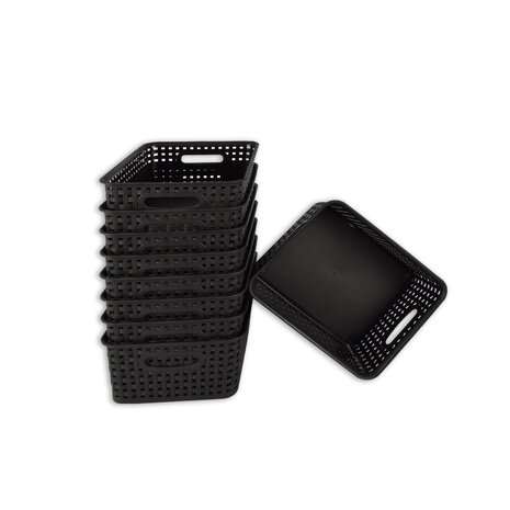 Discountershop Set van 9 | Rattan Mandje | opbergbox | Zwart | Kunstsof | Mandje | 5 liter | Opbergmandje | Opbergmand | 25cm*20cm*11cm Discountershop Set van 9 | Rattan Mandje | opbergbox | Zwart | Kunstsof | Mandje | 5 liter | Opbergmandje | Opbergmand | 25cm*20cm*11cm