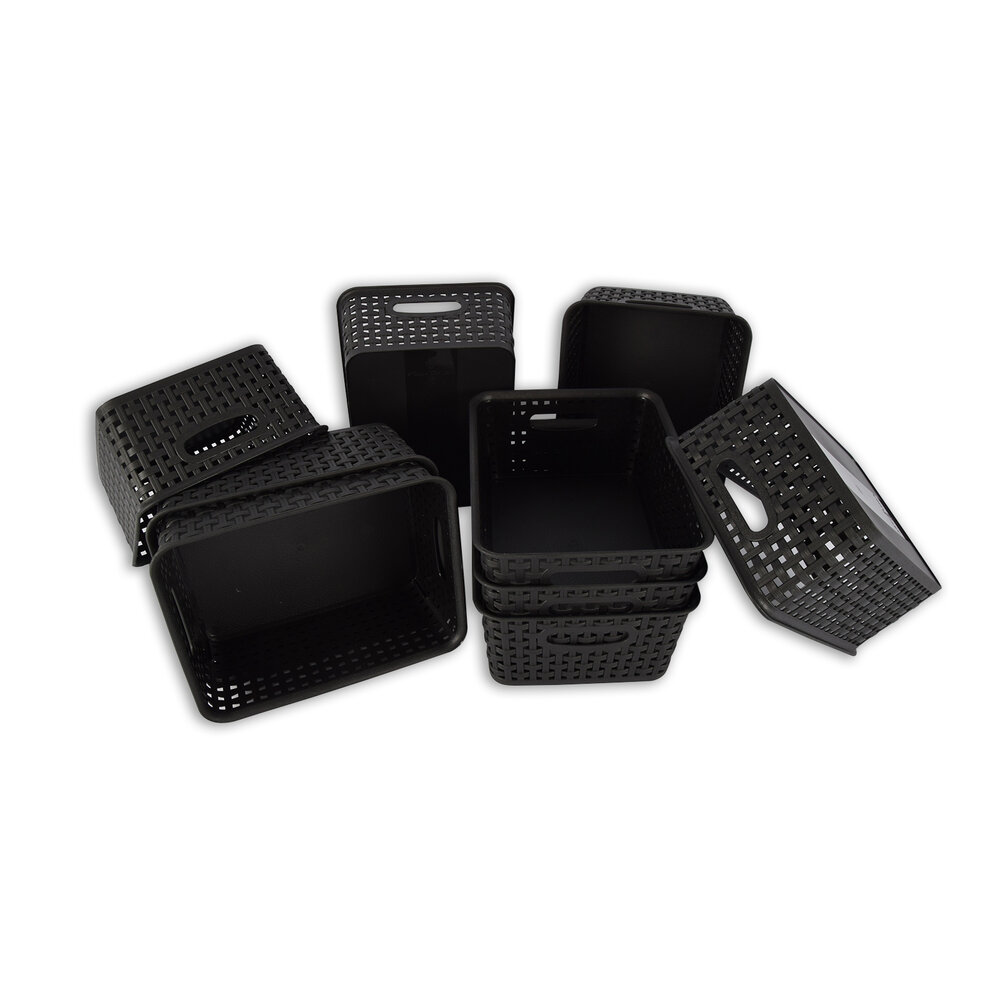 Discountershop Set van 9 | Rattan Mandje | opbergbox | Zwart | Kunstsof | Mandje | 5 liter | Opbergmandje | Opbergmand | 25cm*20cm*11cm Discountershop Set van 9 | Rattan Mandje | opbergbox | Zwart | Kunstsof | Mandje | 5 liter | Opbergmandje | Opbergmand | 25cm*20cm*11cm