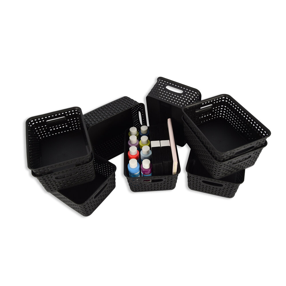Discountershop Set van 9 | Rattan Mandje | opbergbox | Zwart | Kunstsof | Mandje | 5 liter | Opbergmandje | Opbergmand | 25cm*20cm*11cm Discountershop Set van 9 | Rattan Mandje | opbergbox | Zwart | Kunstsof | Mandje | 5 liter | Opbergmandje | Opbergmand | 25cm*20cm*11cm