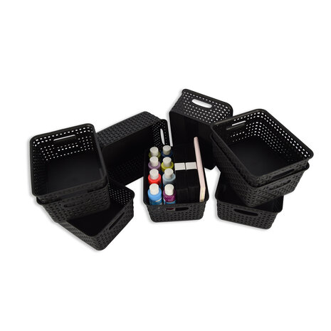 Discountershop Set of 9 | Rattan Basket | storage box | Black | Plastic | Basket | 5 liters | Storage basket | Storage basket | 25cm*20cm*11cm Discountershop Set of 9 | Rattan Basket | storage box | Black | Plastic | Basket | 5 liters | Storage basket | Storage basket | 25cm*20cm*11cm