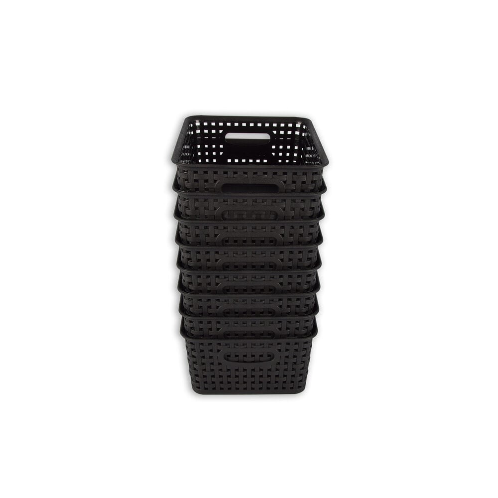 Discountershop Set of 8 | Rattan Basket | storage box | Black | Plastic | Basket | 5 liters | Storage basket | Storage basket | 25cm*20cm*11cm Discountershop Set of 8 | Rattan Basket | storage box | Black | Plastic | Basket | 5 liters | Storage basket | Storage basket | 25cm*20cm*11cm