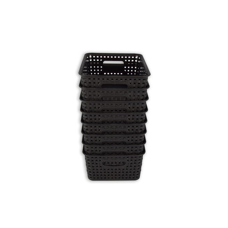 Discountershop Set of 8 | Rattan Basket | storage box | Black | Plastic | Basket | 5 liters | Storage basket | Storage basket | 25cm*20cm*11cm Discountershop Set of 8 | Rattan Basket | storage box | Black | Plastic | Basket | 5 liters | Storage basket | Storage basket | 25cm*20cm*11cm