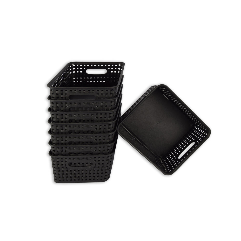 Discountershop Set of 8 | Rattan Basket | storage box | Black | Plastic | Basket | 5 liters | Storage basket | Storage basket | 25cm*20cm*11cm Discountershop Set of 8 | Rattan Basket | storage box | Black | Plastic | Basket | 5 liters | Storage basket | Storage basket | 25cm*20cm*11cm
