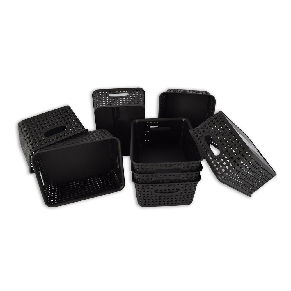 Discountershop Set of 8 | Rattan Basket | storage box | Black | Plastic | Basket | 5 liters | Storage basket | Storage basket | 25cm*20cm*11cm Discountershop Set of 8 | Rattan Basket | storage box | Black | Plastic | Basket | 5 liters | Storage basket | Storage basket | 25cm*20cm*11cm