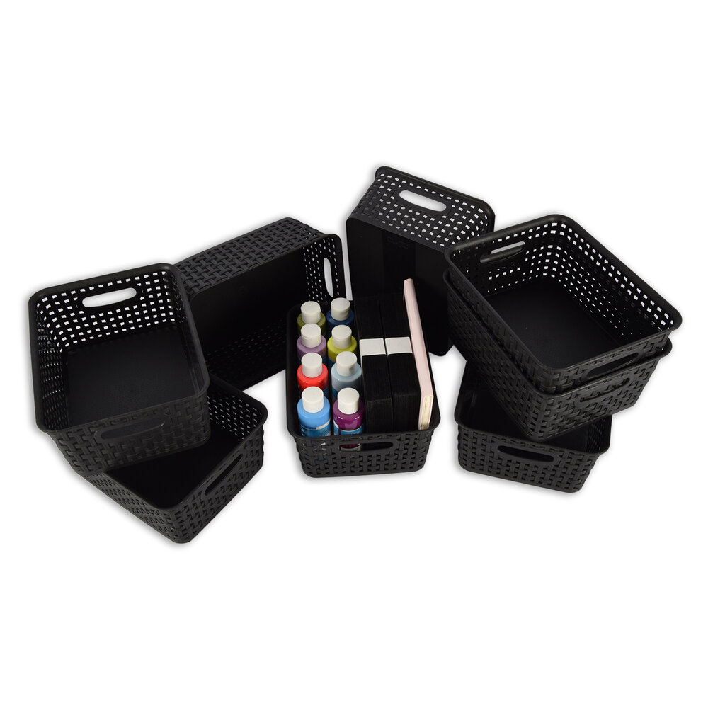 Discountershop Set van 8 | Rattan Mandje | opbergbox | Zwart | Kunstsof | Mandje | 5 liter | Opbergmandje | Opbergmand | 25cm*20cm*11cm Discountershop Set van 8 | Rattan Mandje | opbergbox | Zwart | Kunstsof | Mandje | 5 liter | Opbergmandje | Opbergmand | 25cm*20cm*11cm