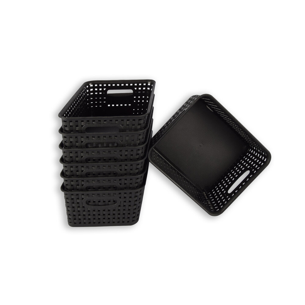 Discountershop Set van 7 | Rattan Mandje | opbergbox | Zwart | Kunstsof | Mandje | 5 liter | Opbergmandje | Opbergmand | 25cm*20cm*11cm Discountershop Set van 7 | Rattan Mandje | opbergbox | Zwart | Kunstsof | Mandje | 5 liter | Opbergmandje | Opbergmand | 25cm*20cm*11cm