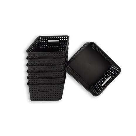 Discountershop Set van 7 | Rattan Mandje | opbergbox | Zwart | Kunstsof | Mandje | 5 liter | Opbergmandje | Opbergmand | 25cm*20cm*11cm Discountershop Set van 7 | Rattan Mandje | opbergbox | Zwart | Kunstsof | Mandje | 5 liter | Opbergmandje | Opbergmand | 25cm*20cm*11cm