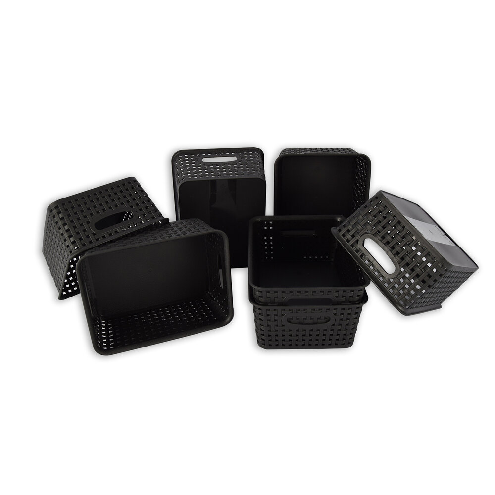 Discountershop Set of 7 | Rattan Basket | storage box | Black | Plastic | Basket | 5 liters | Storage basket | Storage basket | 25cm*20cm*11cm Discountershop Set of 7 | Rattan Basket | storage box | Black | Plastic | Basket | 5 liters | Storage basket | Storage basket | 25cm*20cm*11cm