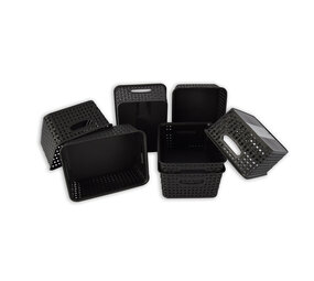 Discountershop Set van 7 | Rattan Mandje | opbergbox | Zwart | Kunstsof | Mandje | 5 liter | Opbergmandje | Opbergmand | 25cm*20cm*11cm Discountershop Set van 7 | Rattan Mandje | opbergbox | Zwart | Kunstsof | Mandje | 5 liter | Opbergmandje | Opbergmand | 25cm*20cm*11cm