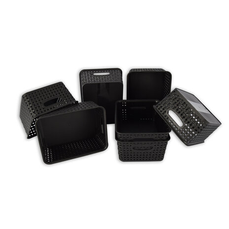 Discountershop Set of 7 | Rattan Basket | storage box | Black | Plastic | Basket | 5 liters | Storage basket | Storage basket | 25cm*20cm*11cm Discountershop Set of 7 | Rattan Basket | storage box | Black | Plastic | Basket | 5 liters | Storage basket | Storage basket | 25cm*20cm*11cm