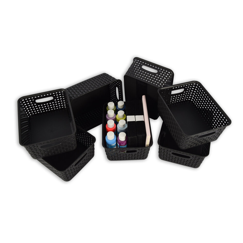 Discountershop Set van 7 | Rattan Mandje | opbergbox | Zwart | Kunstsof | Mandje | 5 liter | Opbergmandje | Opbergmand | 25cm*20cm*11cm Discountershop Set van 7 | Rattan Mandje | opbergbox | Zwart | Kunstsof | Mandje | 5 liter | Opbergmandje | Opbergmand | 25cm*20cm*11cm