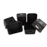 Discountershop Set of 6 | Rattan Basket | storage box | Black | Plastic | Basket | 5 liters | Storage basket | Storage basket | 25cm*20cm*11cm Discountershop Set of 6 | Rattan Basket | storage box | Black | Plastic | Basket | 5 liters | Storage basket | Storage basket | 25cm*20cm*11cm