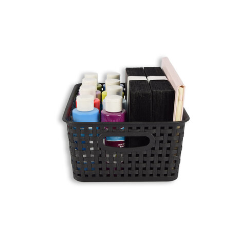 Discountershop Set van 6 | Rattan Mandje | opbergbox | Zwart | Kunstsof | Mandje | 5 liter | Opbergmandje | Opbergmand | 25cm*20cm*11cm Discountershop Set van 6 | Rattan Mandje | opbergbox | Zwart | Kunstsof | Mandje | 5 liter | Opbergmandje | Opbergmand | 25cm*20cm*11cm