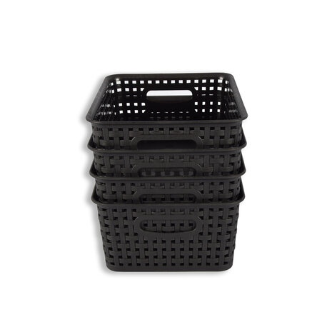 Discountershop 4x | Rattan Basket | storage box | Black | Plastic | Basket | 5 liters | Storage basket | Storage basket | 25cm*20cm*11cm Discountershop 4x | Rattan Basket | storage box | Black | Plastic | Basket | 5 liters | Storage basket | Storage basket | 25cm*20cm*11cm