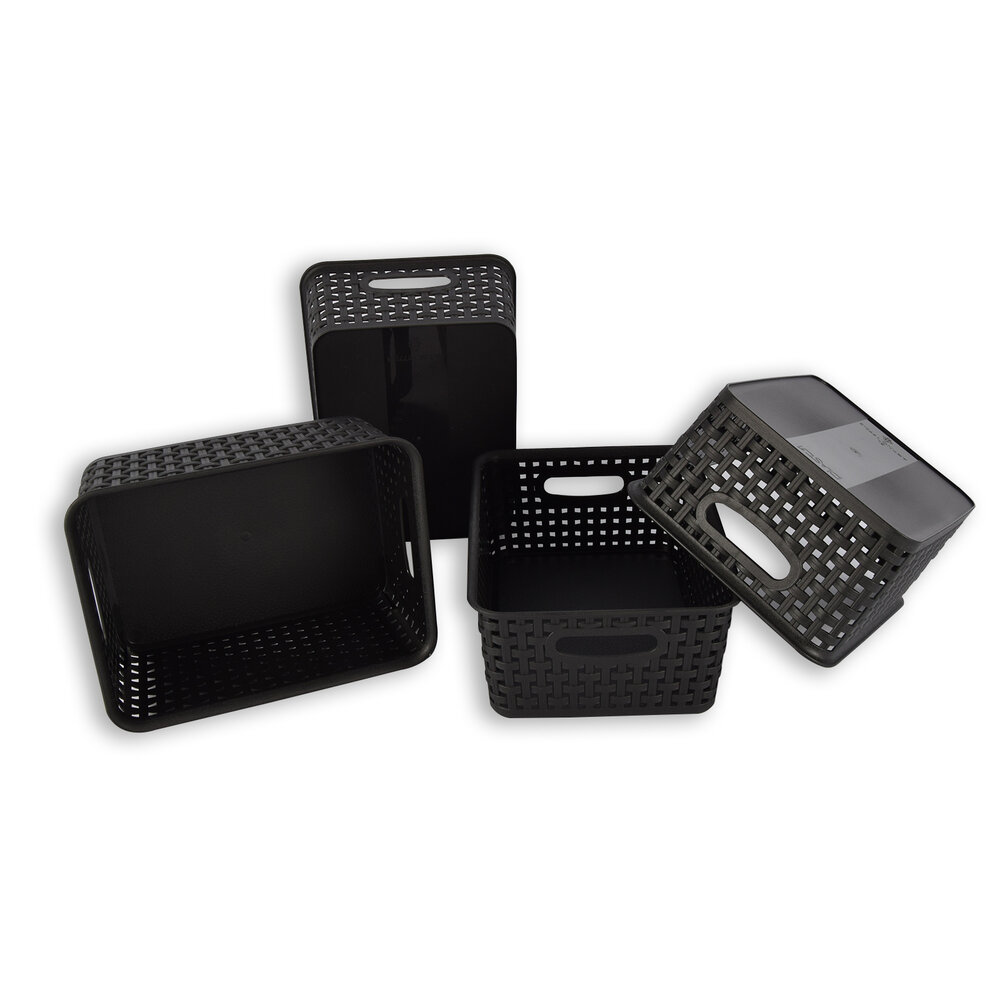 Discountershop 4x | Rattan Basket | storage box | Black | Plastic | Basket | 5 liters | Storage basket | Storage basket | 25cm*20cm*11cm Discountershop 4x | Rattan Basket | storage box | Black | Plastic | Basket | 5 liters | Storage basket | Storage basket | 25cm*20cm*11cm