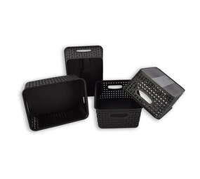 Discountershop 4x | Rattan Mandje | opbergbox | Zwart | Kunstsof | Mandje | 5 liter | Opbergmandje | Opbergmand | 25cm*20cm*11cm Discountershop 4x | Rattan Mandje | opbergbox | Zwart | Kunstsof | Mandje | 5 liter | Opbergmandje | Opbergmand | 25cm*20cm*11cm
