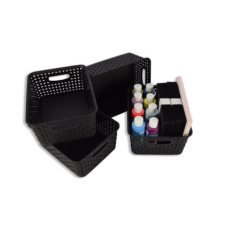 Discountershop 4x | Rattan Basket | storage box | Black | Plastic | Basket | 5 liters | Storage basket | Storage basket | 25cm*20cm*11cm Discountershop 4x | Rattan Basket | storage box | Black | Plastic | Basket | 5 liters | Storage basket | Storage basket | 25cm*20cm*11cm