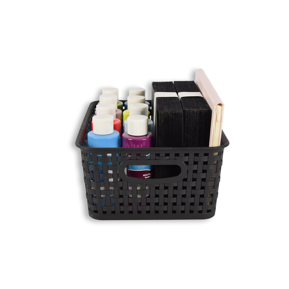 Discountershop 4x | Rattan Basket | storage box | Black | Plastic | Basket | 5 liters | Storage basket | Storage basket | 25cm*20cm*11cm Discountershop 4x | Rattan Basket | storage box | Black | Plastic | Basket | 5 liters | Storage basket | Storage basket | 25cm*20cm*11cm