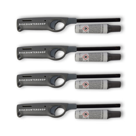 Discountershop 4 pieces | Lighter | Refillable lighter | plastic/metal | Gas lighter | incl.refill 18ml | BBQ starter electric | 27cm*4cm Discountershop 4 pieces | Lighter | Refillable lighter | plastic/metal | Gas lighter | incl.refill 18ml | BBQ starter electric | 27cm*4cm