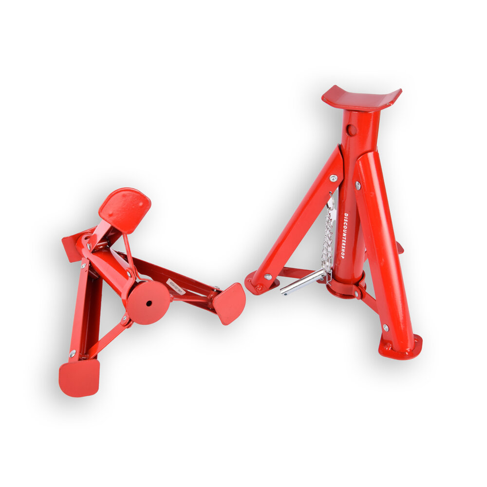 Discountershop Axle supports | Car axle stands | Buck - 3 Ton - 3-legged - Set of 2 pieces | red | Max Load Capacity:3000kg Discountershop Axle supports | Car axle stands | Buck - 3 Ton - 3-legged - Set of 2 pieces | red | Max Load Capacity:3000kg