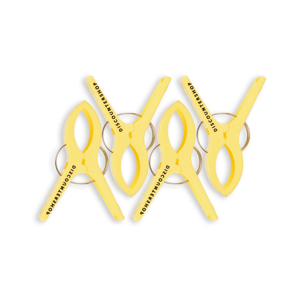 Discountershop 1 sets x 4pcs | yellow | Towel clips | Towel clips | plastic | Towel hooks | Towel pegs | 15cm*10cm*3cm Discountershop 1 sets x 4pcs | yellow | Towel clips | Towel clips | plastic | Towel hooks | Towel pegs | 15cm*10cm*3cm
