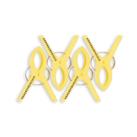 Discountershop 1 sets x 4pcs | yellow | Towel clips | Towel clips | plastic | Towel hooks | Towel pegs | 15cm*10cm*3cm Discountershop 1 sets x 4pcs | yellow | Towel clips | Towel clips | plastic | Towel hooks | Towel pegs | 15cm*10cm*3cm