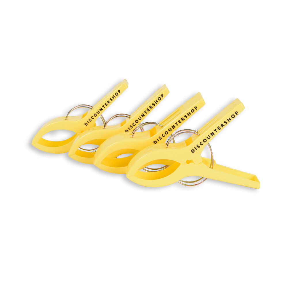 Discountershop 1 sets x 4pcs | yellow | Towel clips | Towel clips | plastic | Towel hooks | Towel pegs | 15cm*10cm*3cm Discountershop 1 sets x 4pcs | yellow | Towel clips | Towel clips | plastic | Towel hooks | Towel pegs | 15cm*10cm*3cm