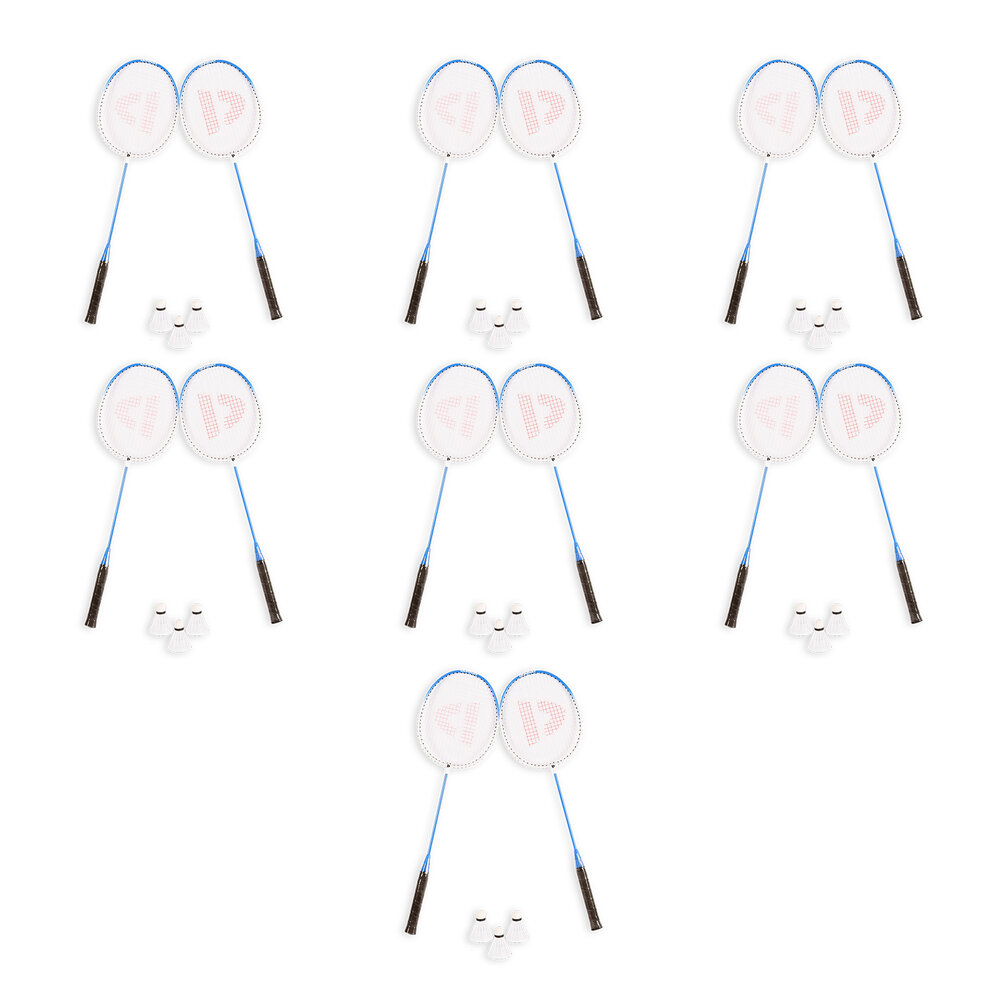 Discountershop Badminton Set for 14 Players – 7 Sets with 14 Blue Bioplastic Rackets, 21 Shuttlecocks and Carry Bags for Schools, Camping and Groups Discountershop Badminton Set for 14 Players – 7 Sets with 14 Blue Bioplastic Rackets, 21 Shuttlecocks and Carry Bags for Schools, Camping and Groups