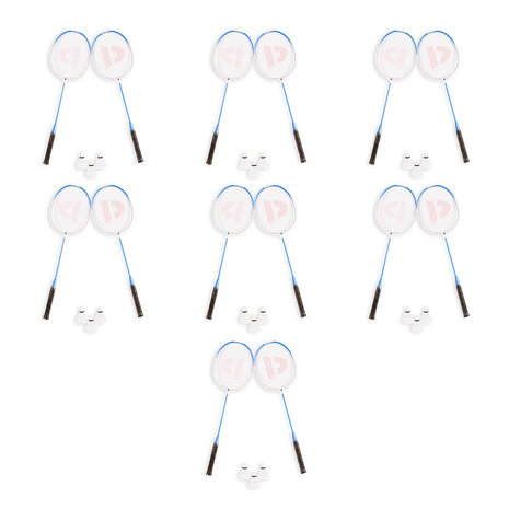 Discountershop Badminton Set for 14 Players – 7 Sets with 14 Blue Bioplastic Rackets, 21 Shuttlecocks and Carry Bags for Schools, Camping and Groups Discountershop Badminton Set for 14 Players – 7 Sets with 14 Blue Bioplastic Rackets, 21 Shuttlecocks and Carry Bags for Schools, Camping and Groups